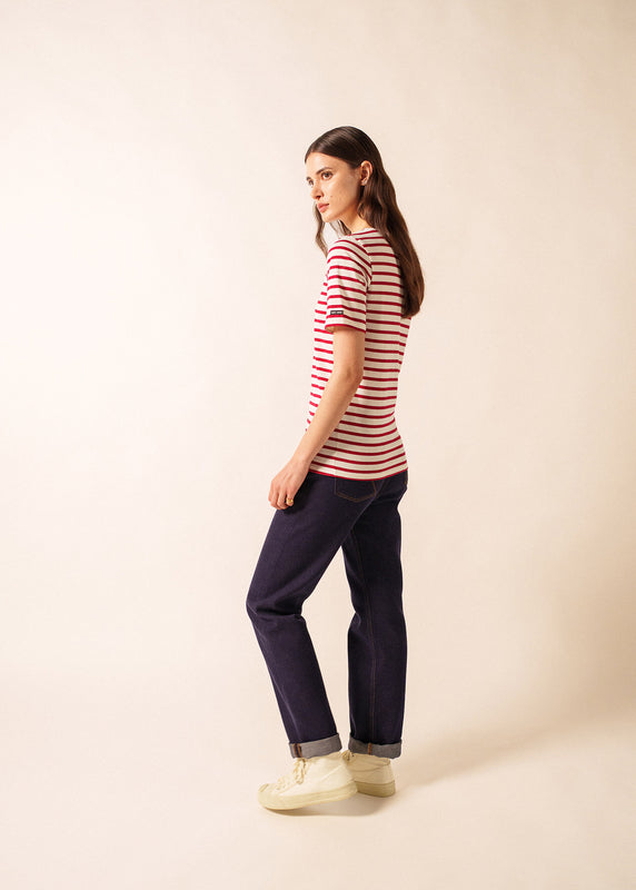 Saint James Levant Short Sleeve Striped Sailor Shirt ECRU/PERSAN