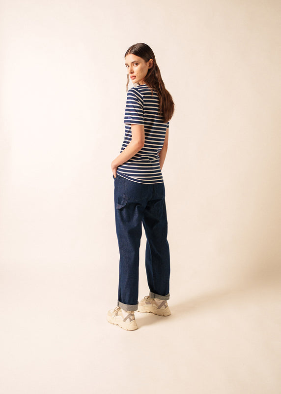 Saint James Levant Short Sleeve Striped Sailor Shirt MARINE/ECRU