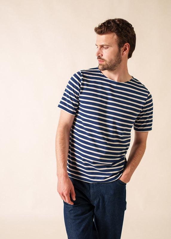 Saint James Levant Short Sleeve Striped Sailor Shirt MARINE/NEIGE