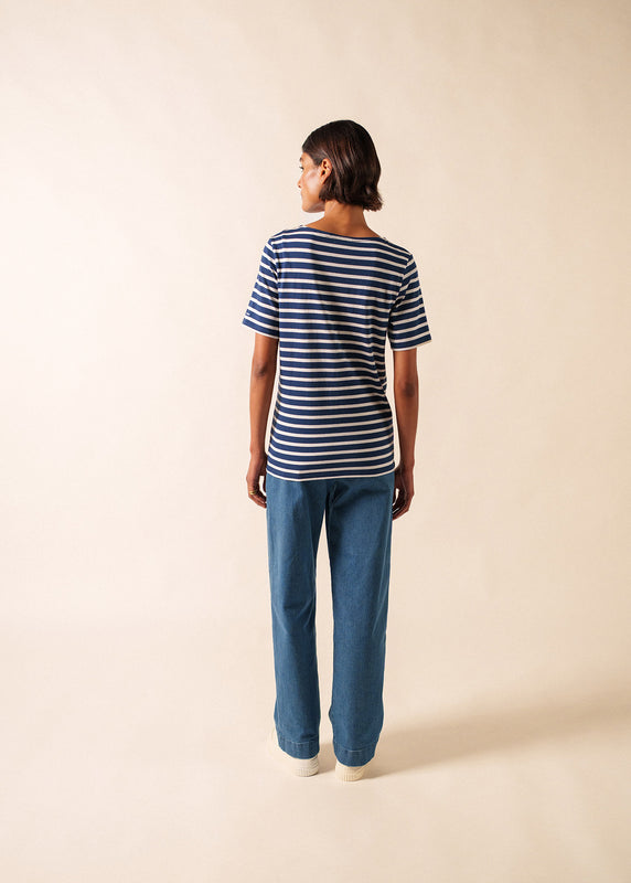 Saint James Levant Short Sleeve Striped Sailor Shirt MARINE/NEIGE