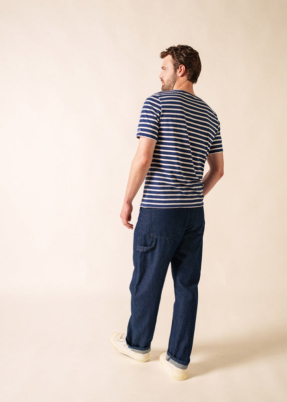 Saint James Levant Short Sleeve Striped Sailor Shirt MARINE/NEIGE