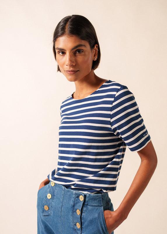 saint james Levant short sleeve striped sailor shirt MARINE/NEIGE