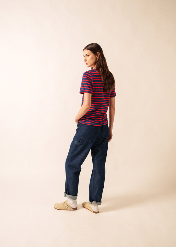 Saint James Levant Short Sleeve Striped Sailor Shirt MARINE/TULIPE