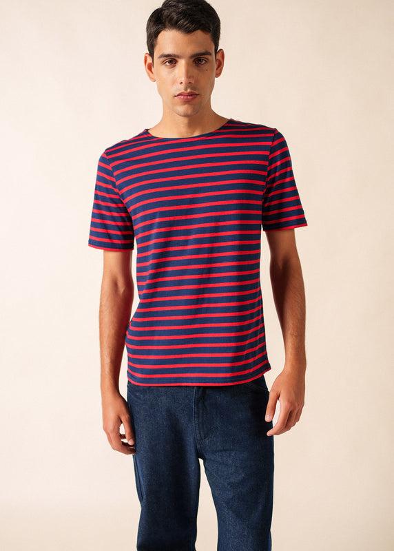 Saint James Levant Short Sleeve Striped Sailor Shirt MARINE/TULIPE