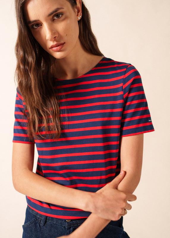 saint james Levant short sleeve striped sailor shirt MARINE/TULIPE