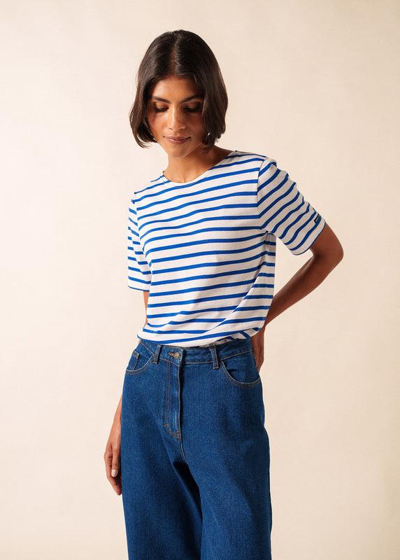 saint james Levant short sleeve striped sailor shirt NEIGE/GITANE