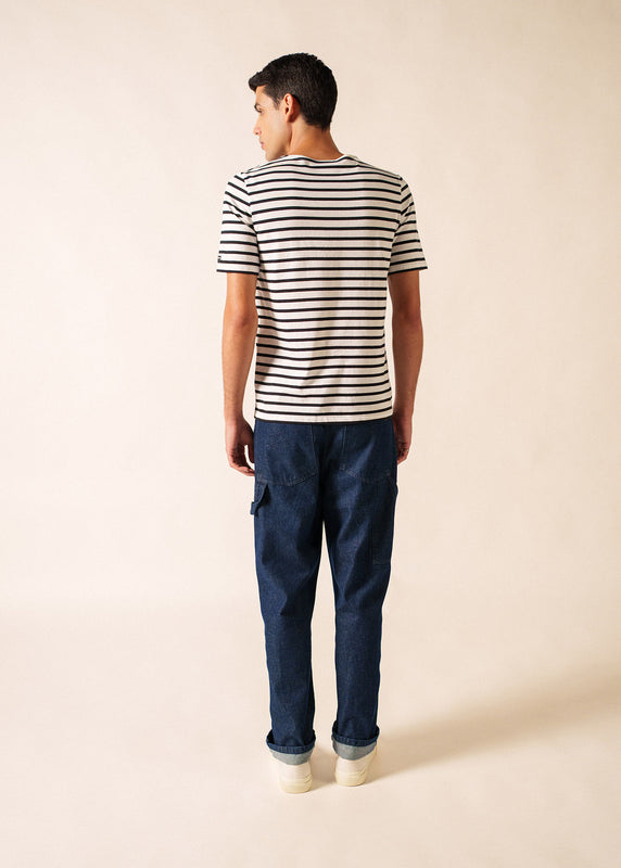 Saint James Levant Short Sleeve Striped Sailor Shirt NEIGE/NOIR