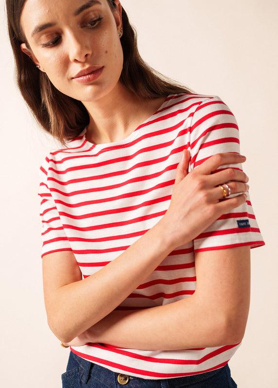 saint james Levant short sleeve striped sailor shirt NEIGE/TULIPE