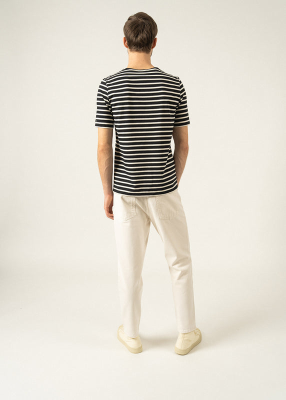 Saint James Levant Short Sleeve Striped Sailor Shirt NOIR/ECRU