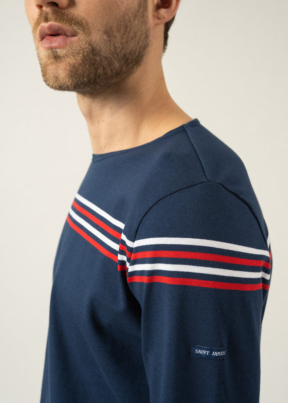 Saint James Long Sleeve T-shirt With Placed Stripes MARINE/TULIPE/NEIGE