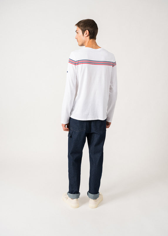 Saint James Long Sleeve T-shirt With Placed Stripes NEIGE/TULIPE/MARINE
