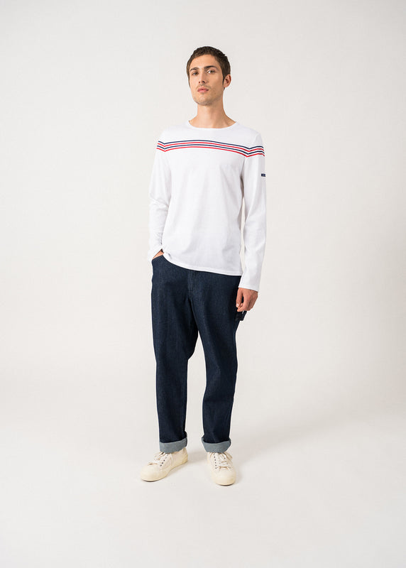 Saint James Long Sleeve T-shirt With Placed Stripes NEIGE/TULIPE/MARINE