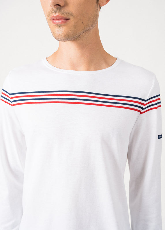 Saint James Long Sleeve T-shirt With Placed Stripes NEIGE/TULIPE/MARINE