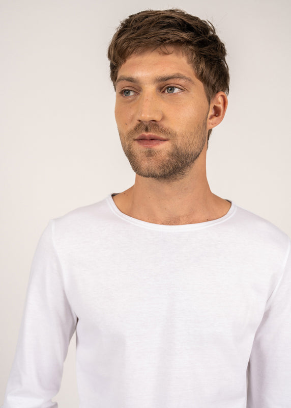 Saint James Long Sleeve T-shirt With Striped Elbow Patches NEIGE/NEIGE/MARINE/TULIPE