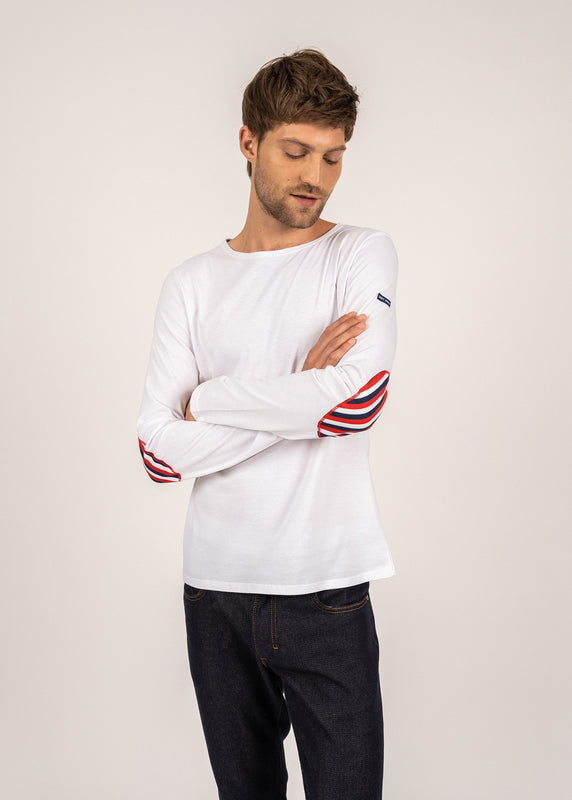 saint james Long sleeve t-shirt with striped elbow patches NEIGE/NEIGE/MARINE/TULIPE