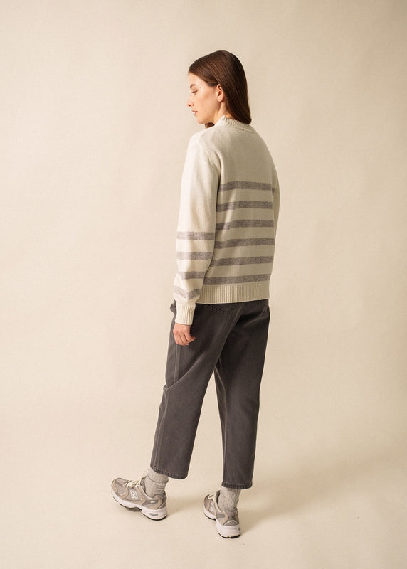 Saint James Lugano Striped Jumper BLANC D'HIVER/GRIS