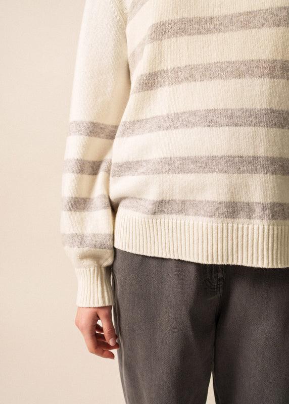 Saint James Lugano Striped Jumper BLANC D'HIVER/GRIS