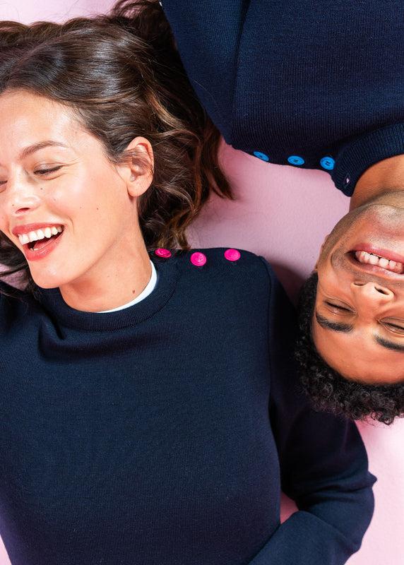 saint james Marée authentic sailor jumper NAVY POP/MAGENTA