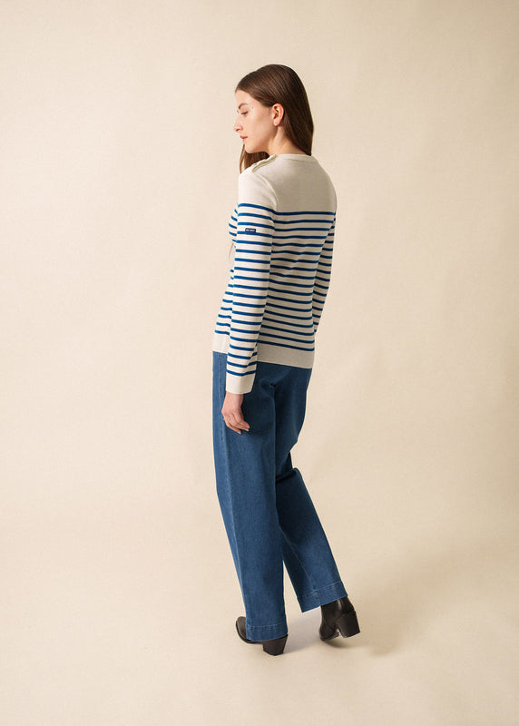 Saint James Marée Authentic Striped Sailor Jumper BLANC/LAC