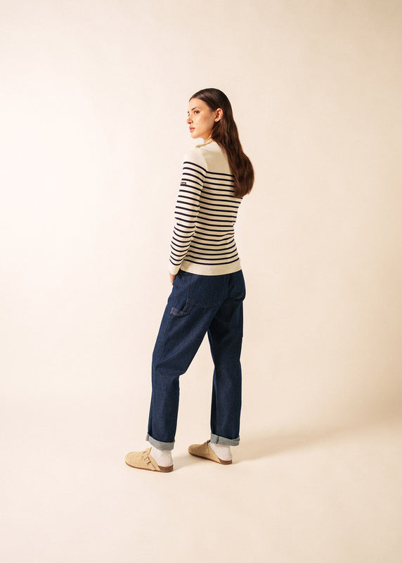 Saint James Marée Authentic Striped Sailor Jumper ECUME/NAVY