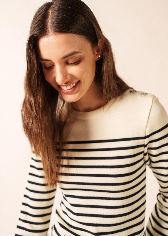 saint james Marée authentic striped sailor jumper ECUME/NAVY