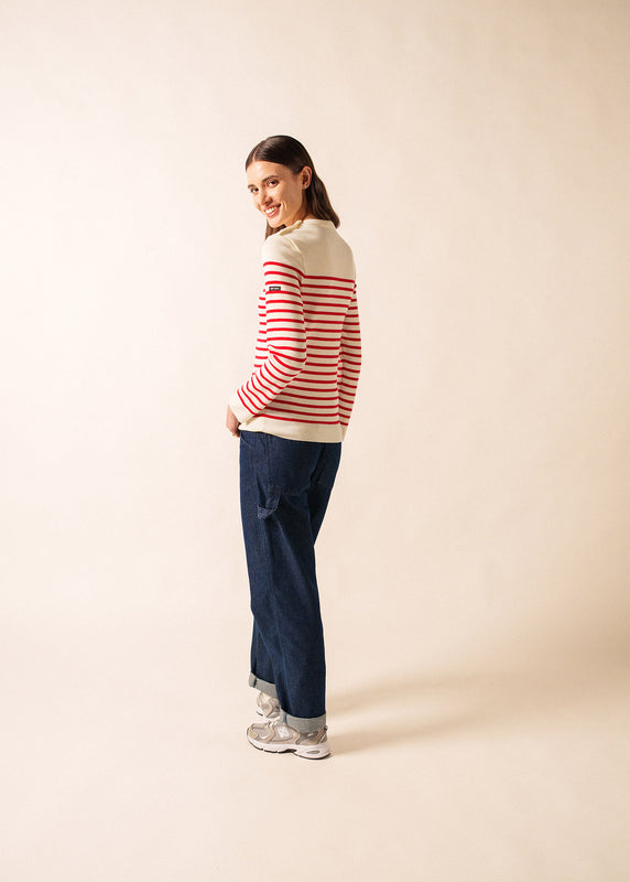 Saint James Marée Authentic Striped Sailor Jumper ECUME/TULIPE
