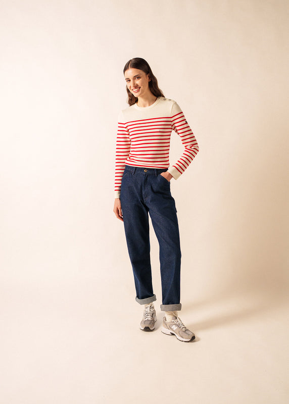 Saint James Marée Authentic Striped Sailor Jumper ECUME/TULIPE