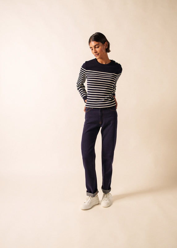 Saint James Marée Authentic Striped Sailor Jumper NAVY/ECUME