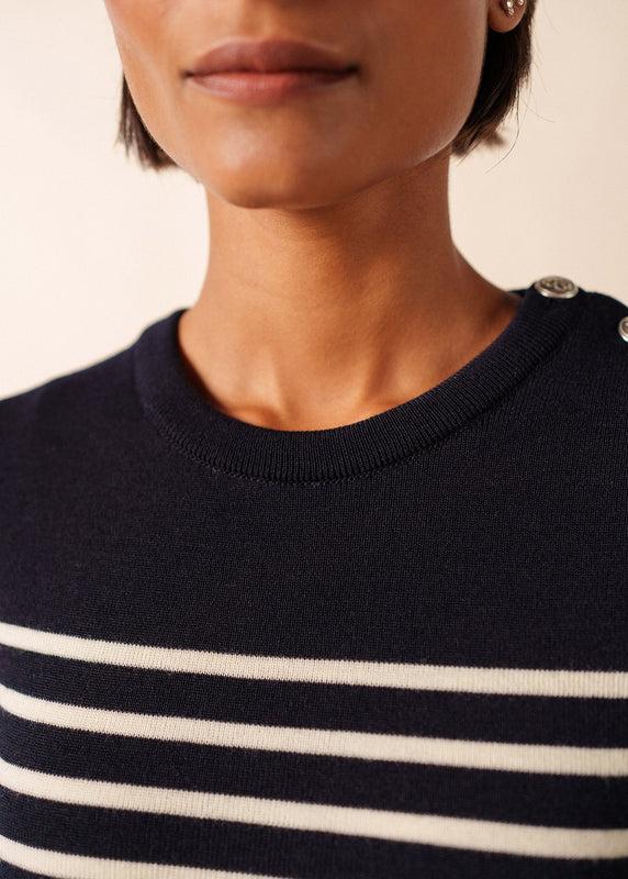 Saint James Marée Authentic Striped Sailor Jumper NAVY/ECUME