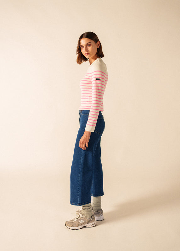 Saint James Marée Fluo Striped Sailor Jumper BLANC/HOLLYWOOD