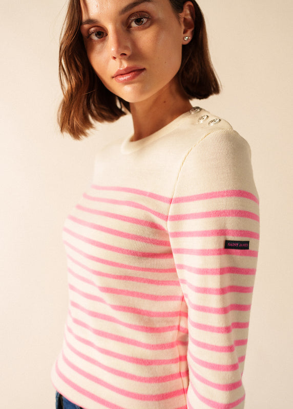 saint james Marée Fluo striped sailor jumper BLANC/HOLLYWOOD