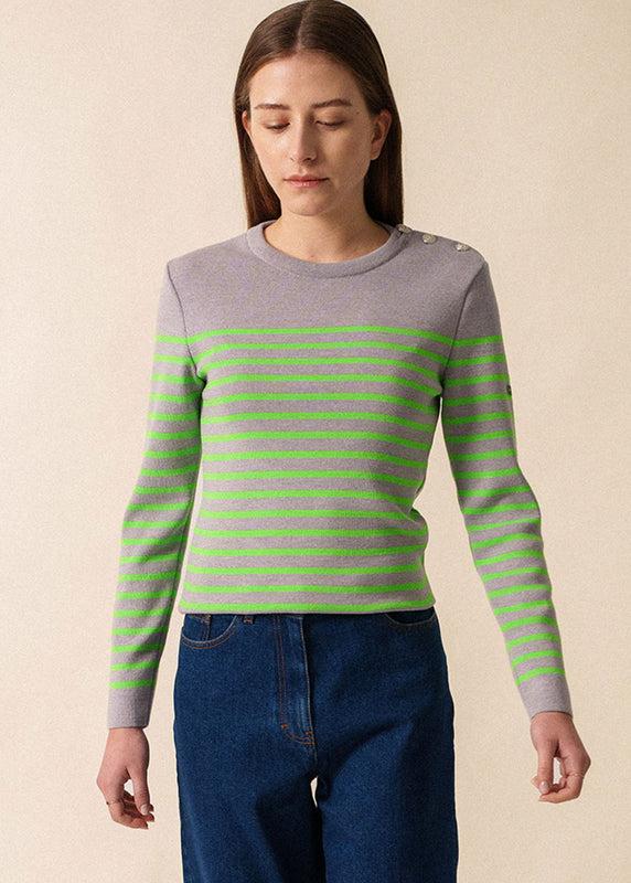 saint james Marée Fluo striped sailor jumper PERLE CHINE/TONIC
