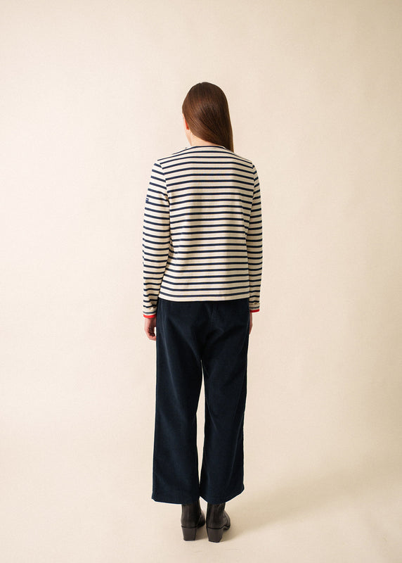 Saint James Méricardi Striped Vest ECRU/MARINE/TULIPE