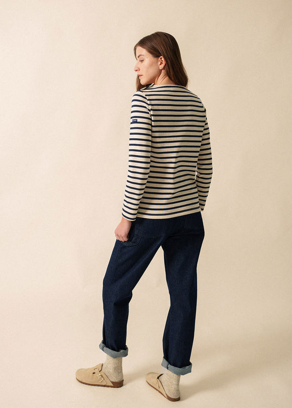 Saint James Méridame Classic Sailor Striped Shirt ECRU/MARINE/TULIPE