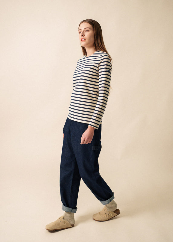 Saint James Méridame Classic Sailor Striped Shirt ECRU/MARINE/TULIPE