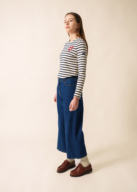 Saint James Méridame Classic Sailor Striped Shirt ECRU/MARINE/TULIPE