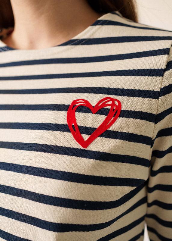 Saint James Méridame Classic Sailor Striped Shirt ECRU/MARINE/TULIPE