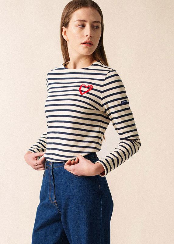 saint james Méridame classic sailor striped shirt ECRU/MARINE/TULIPE
