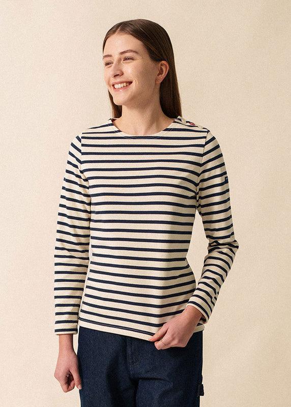 saint james Méridame classic sailor striped shirt ECRU/MARINE/TULIPE