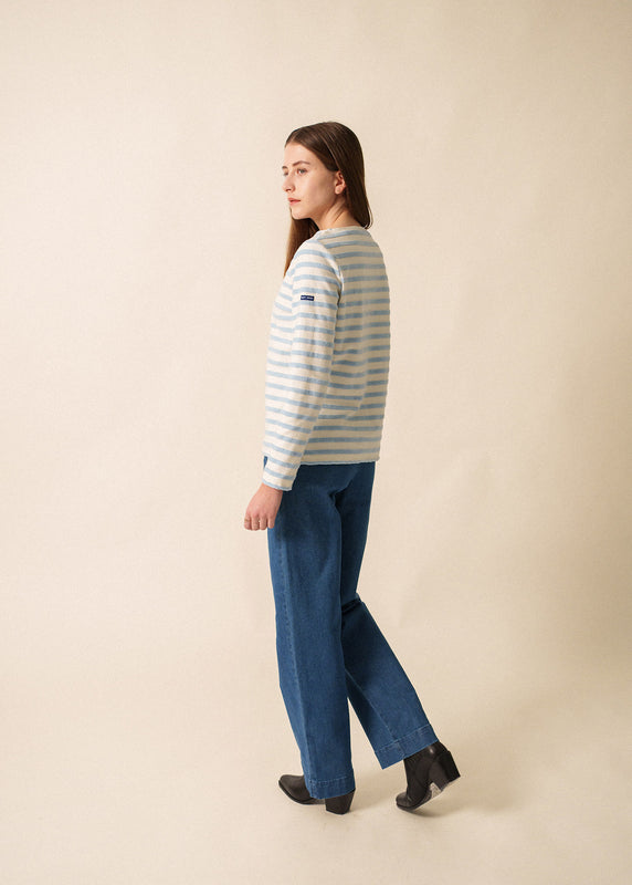 Saint James Méridame Classic Sailor Striped Shirt ECUME/GIVRE