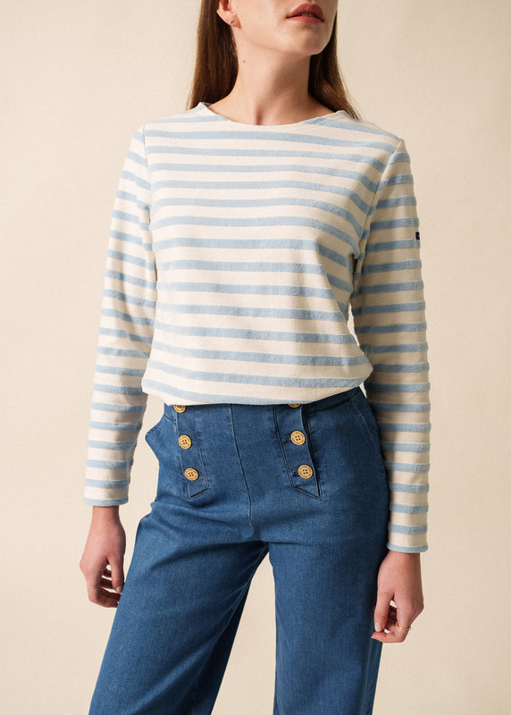 Saint James Méridame Classic Sailor Striped Shirt ECUME/GIVRE