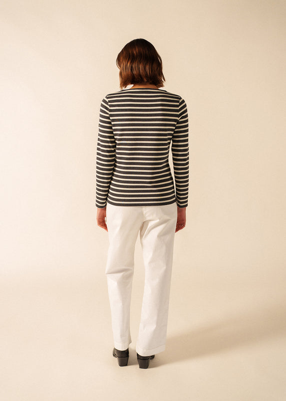 Saint James Meridame Striped Sailor Shirt ANTHRACITE/ECRU