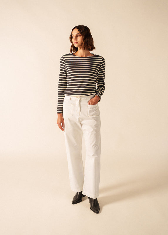 Saint James Meridame Striped Sailor Shirt ANTHRACITE/ECRU