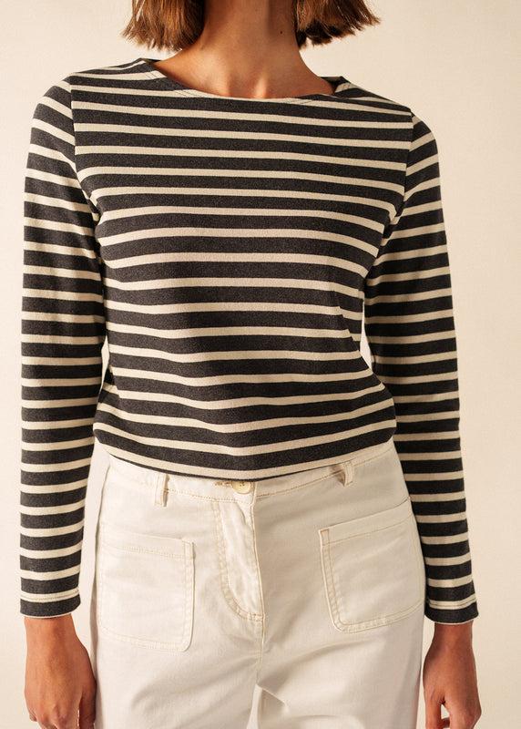 Saint James Meridame Striped Sailor Shirt ANTHRACITE/ECRU