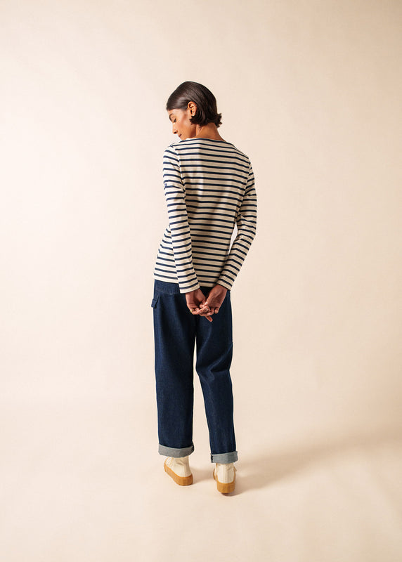 Saint James Meridame Striped Sailor Shirt ECRU/MARINE