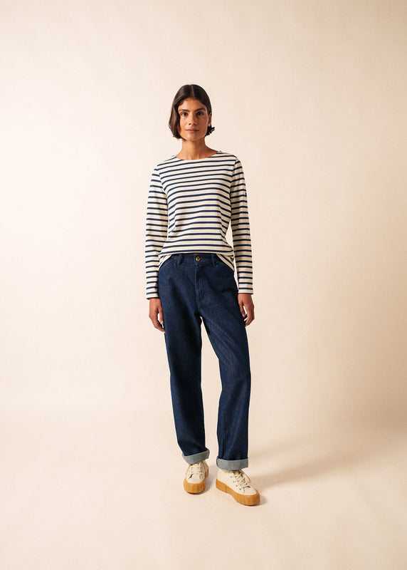 Saint James Meridame Striped Sailor Shirt ECRU/MARINE