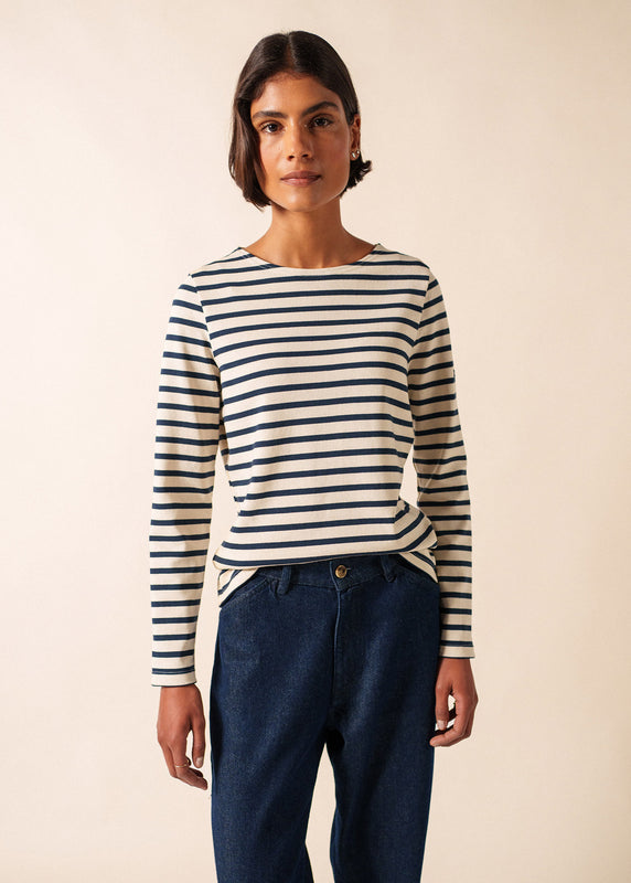 Saint James Meridame Striped Sailor Shirt ECRU/MARINE
