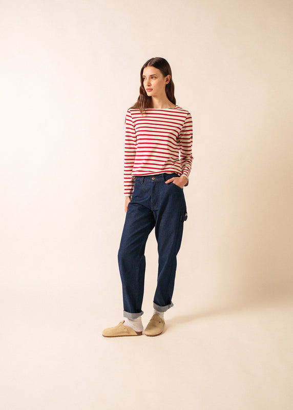 Saint James Meridame Striped Sailor Shirt ECRU/PERSAN
