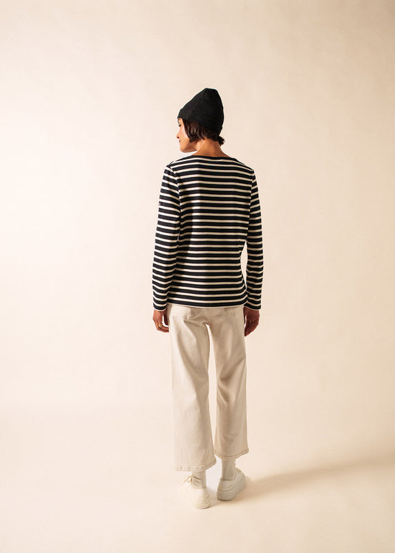 Saint James Meridame Striped Sailor Shirt NOIR/ECRU