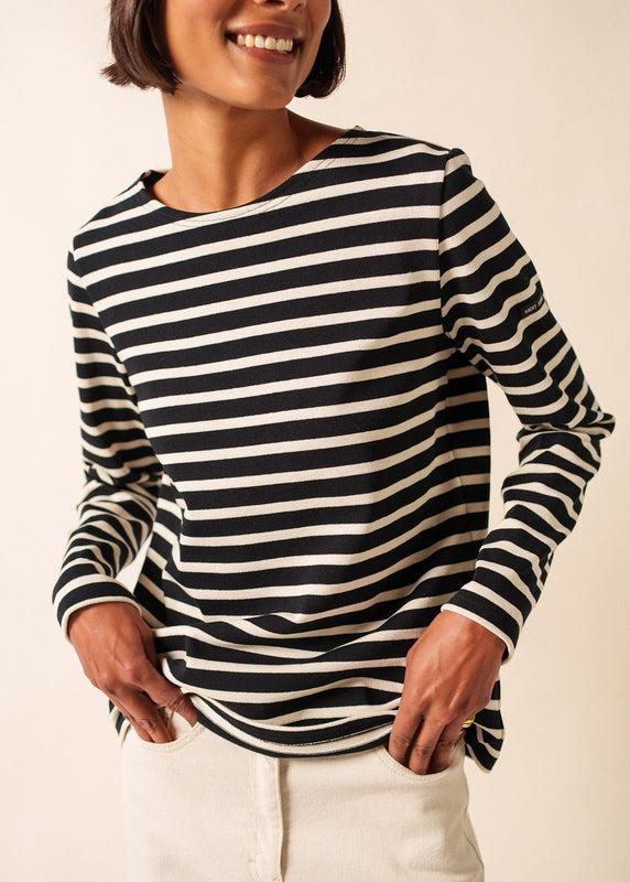 Saint James Meridame Striped Sailor Shirt NOIR/ECRU
